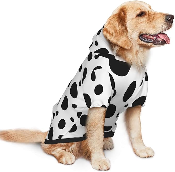 Cute Dalmatian Print Dog Hoodies，Dog Clothes with Pocket and Hat Winter Clothes Sweaters for Medium Large Dogs Girl Boy Pets' Clothes Outfits