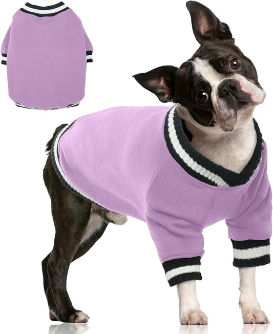FUAMEY Dog Pullover Sweatshirt，Dog Winter Sweaters Warm Dog Clothes Dog Vest Thick Puppy Pullover Soft Pet Fleece Sweater Cute Doggie Boy Girl Outfit for Small Medium Dogs Lavender L