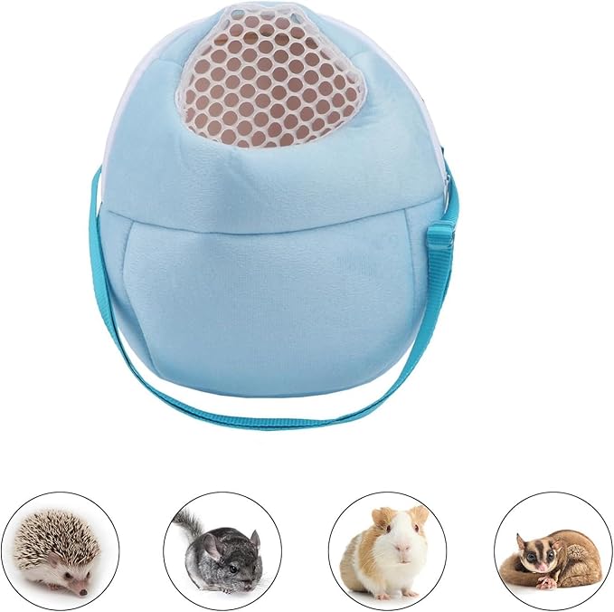 Pet Carrier Backpack for Small Animals, Travel Handbag for Cat, Puppy, Guinea Pig, Hedgehog, Hamster (Blue, S)