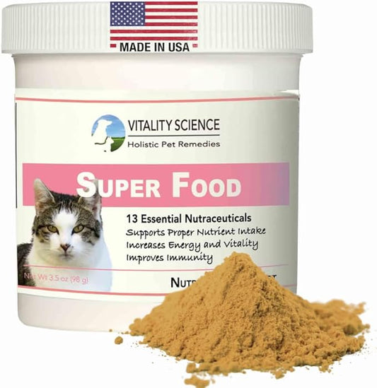 Super Food for Cats | High Potency Multi-Vitamin and Mineral Supplement | Increases Energy and Vitality | 100% Natural (60g)