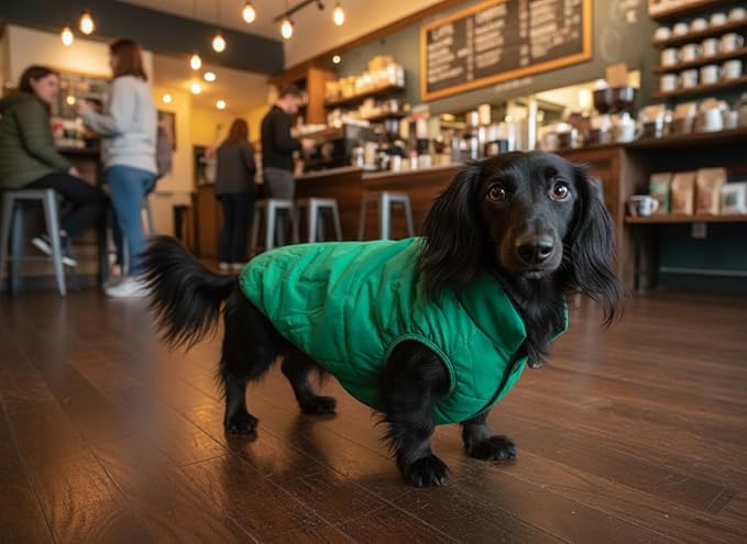 ASENKU Dog Winter Coat - Waterproof Windproof Dog Jacket, Warm Snowproof Doggie Puffer Vest for Cold Weather, Lightweight Snow Coats for Small Medium Large Dogs(M, Green)