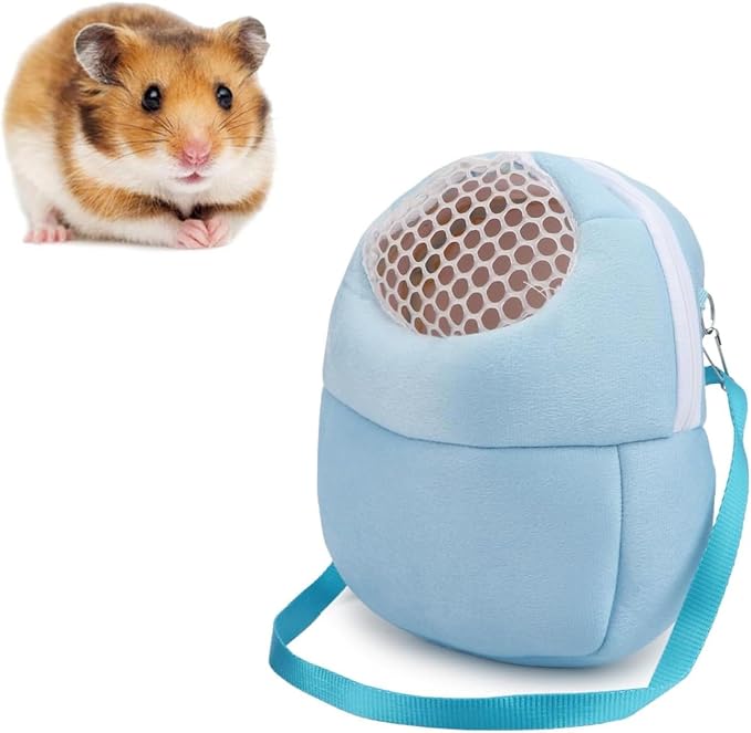 Pet Carrier Backpack for Small Animals, Travel Handbag for Cat, Puppy, Guinea Pig, Hedgehog, Hamster (Blue, Large)