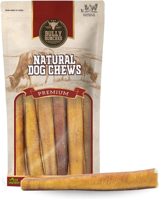 Bully Bunches Premium 6 Inch Jumbo Odor-Free Bully Sticks for Medium & Large Dogs - Long Lasting Chews for Oral Care - All Natural & Single Ingredient, 100% Beef Dog Treat, Rawhide Free (6 Pk)