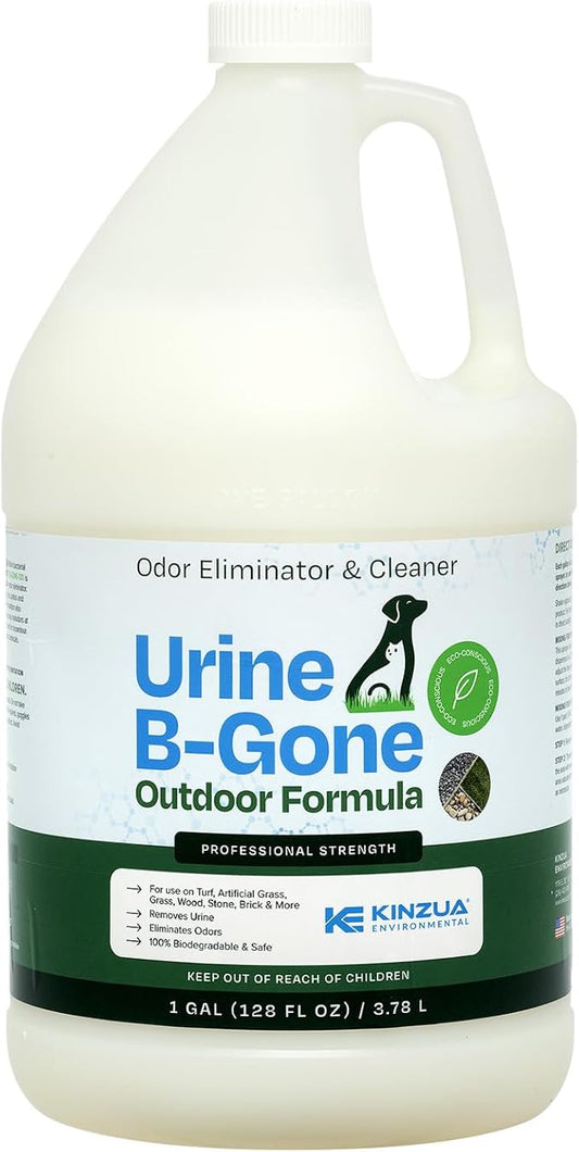 KINZUA ENVIRONMENTAL Urine B-Gone-OD Professional Pet Urine Enzyme Cleaner, Pet Yard Odor Eliminator for Artificial Grass, Concrete & More, 1 Gallon