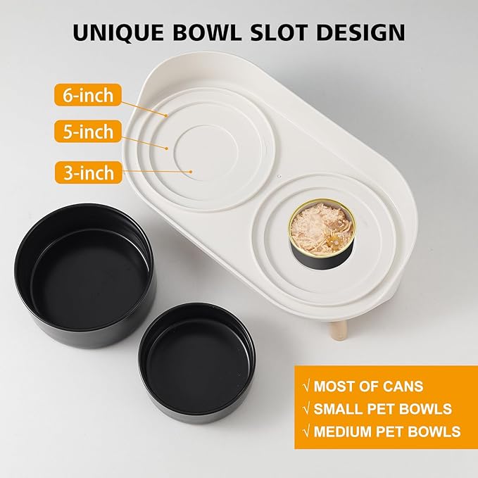 Elevated Ceramic Dog Bowl Set - Double Dog Feeding Bowls with Stand Splash Proof - Raised Dishes for Food and Water - Ideal for Small to Medium Dogs - 2 x 850 ml - 28.74 oz