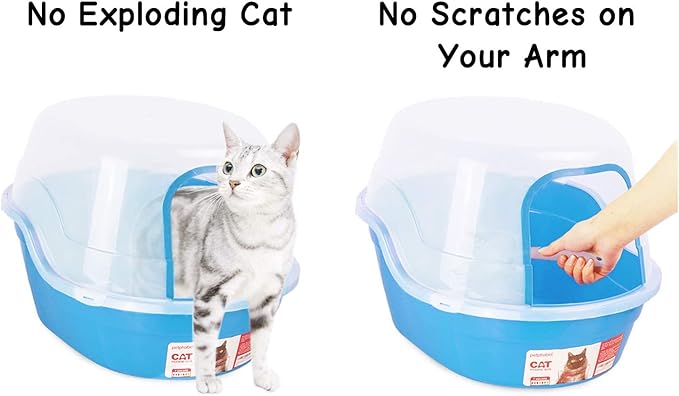 Petphabet Jumbo Hooded Cat Litter Box, Extra Large, Light Blue