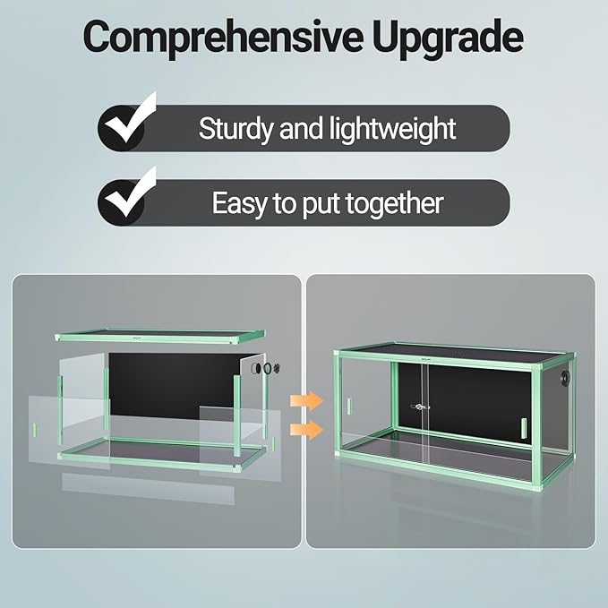 REPTI ZOO 120 Gallon Reptile Terrarium, 4x2x2 ft Light Weight Reptile Enclosure, Colored Reptiles Tank with Tempered Glass Door, Large Aluminum Habitat for Bearded Dragon, Snake, Lizard, Gecko-Green