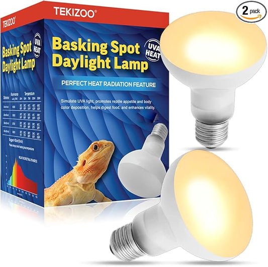 Heat Lamp Bulbs Reptile Basking Light Spot Daylight for Bearded Dragon,Lizard,Tortoise,Amphibian 100W(2 Pack)