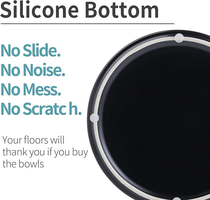 Black Elevated/Raised Dog Bowl Ceramic for Medium Large Sized Breed,Dog Food Water Bowl with Stand,8 in 7.6 Cups Non Slip Heavy Weighted Dog Dish