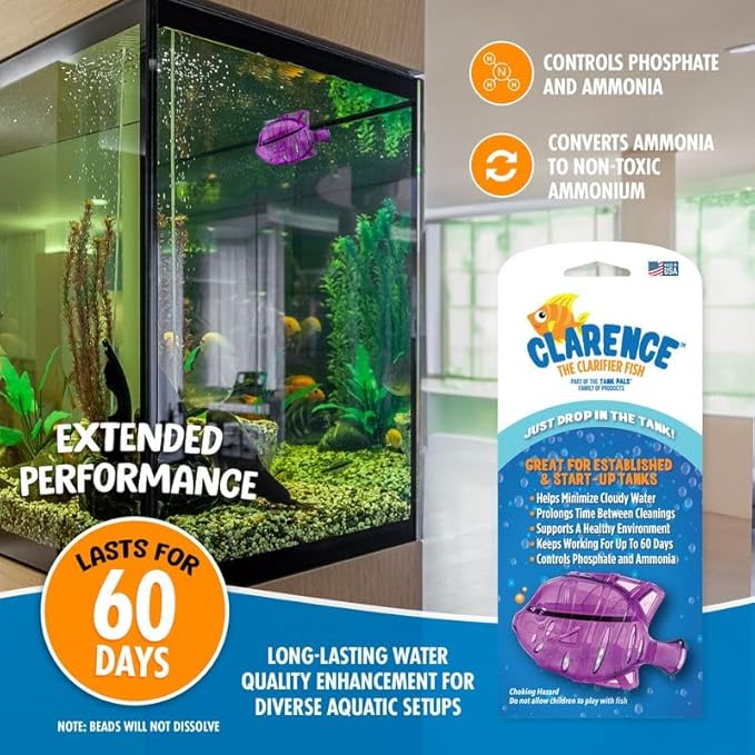 Aquarium Water Clarifier | Clear Cloudy Fish Tank Water Treatment, Safe for Freshwater & Saltwater Fish and Plants - Purple, 6 Pack