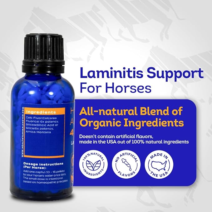HealthyAnimals4Ever HA4E - Horse Laminitis Support - Hoof Care for Damaged & Injured Hooves - Highly Effective, Natural Homeopathic Supplement - Pellets, Barn Size