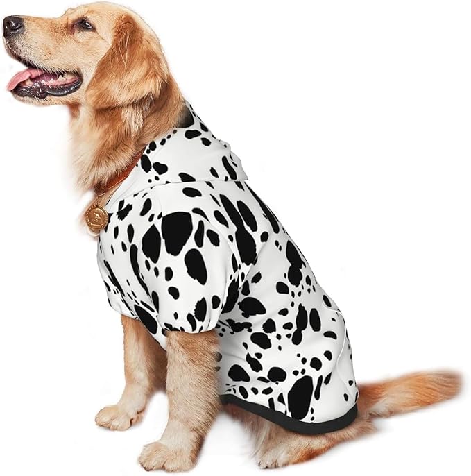 Cute Dalmatian Print Dog Hoodies，Dog Clothes with Pocket and Hat Winter Clothes Sweaters for Medium Large Dogs Girl Boy Pets' Clothes Outfits