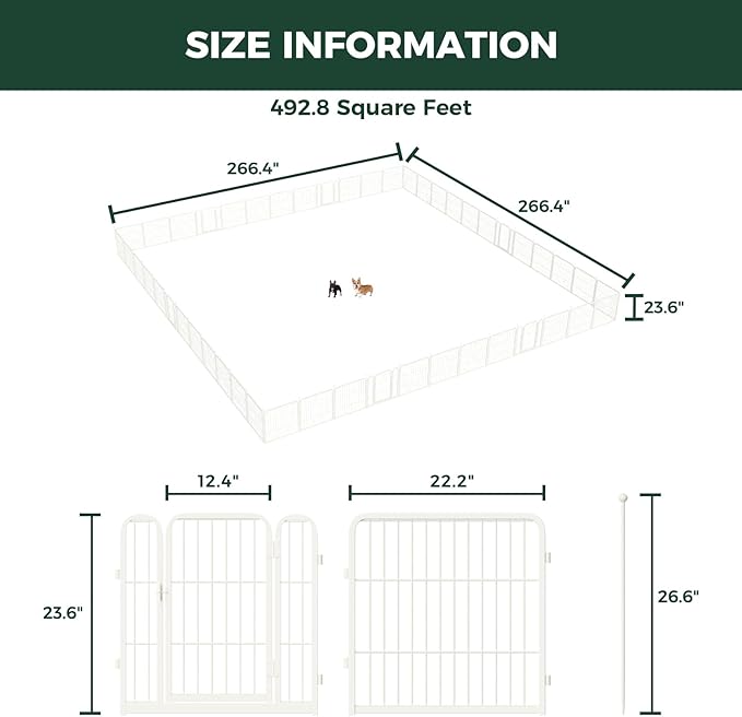 FXW Rollick Unleashed Dog Playpen for Indoor, Yard, RV Camping, 24 inch 48 Panels for Small and Puppy Dogs, White│Patented