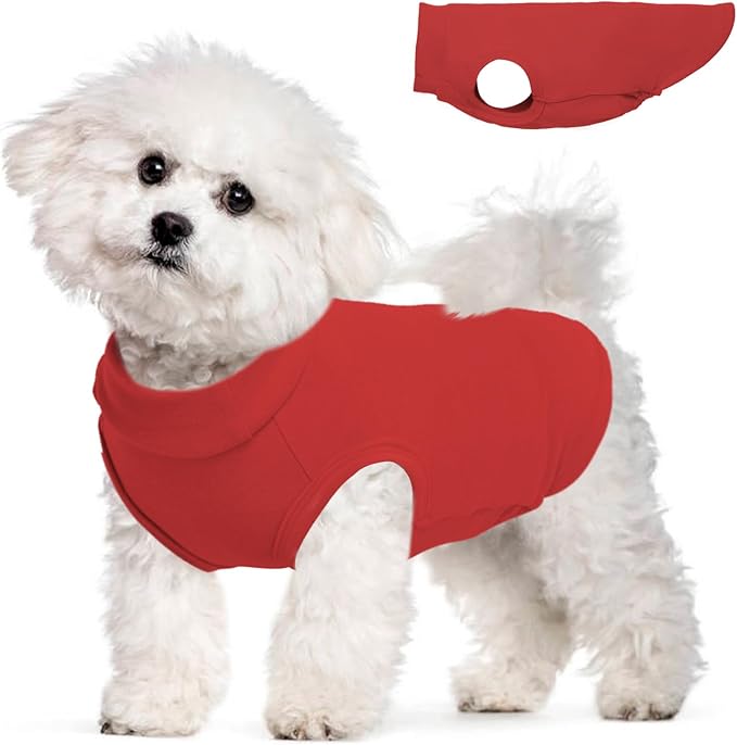 Dog Fleece Vest - Red, M - Pullover Warm Sweater | Stretchable Sweatshirt Small Dogs Boy, Lightweight Winter Jacket Keep Warm, Mini Dachshund,Bichon Frise