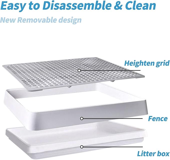 PODOO Rabbit Large Litter Box, Guinea Pig Training Pan Cage with Toilet Tray, Ideal for Rats, Ferret, Bunny Small and Medium Animals (2Pcs x Medium)
