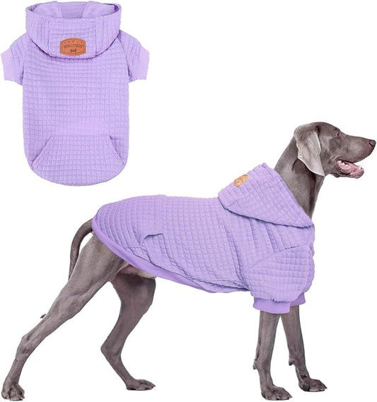 BEAUTYZOO Dog Sweaters for Large Dogs Girls Boys, Warm Winter Dog Hoodie Sweatshirt with Pocket & Leash Hole,Soft Waffle-Like Laminated Cotton Pet Clothes for Big Breeds Indoor Outdoor Cold Weather