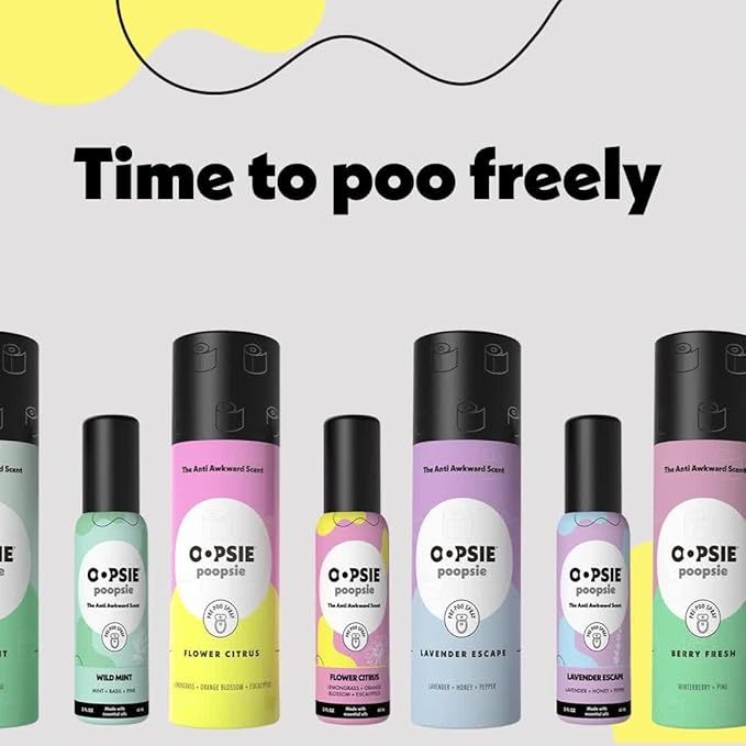 Pre GO toilet spray, discreet & portable original Pre-poo spray to use on the go. Assorted scents Lemon/Morning Shower Fresh Toilet Odor Eliminator 2oz bottle Gift Set 2 pack
