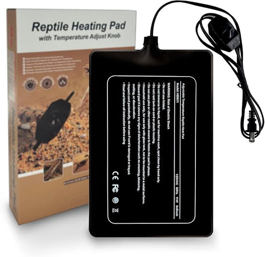 Reptile Heating Pad with Temperature Adjustment, FIPASEN 6x8 Inch Under Tank Heat Pad for Reptiles/Tortoise/Snakes/Lizard/Gecko/Hermit Crab/Frog/Spider/Insect Breeding - Upgraded Terrarium Heating Pad