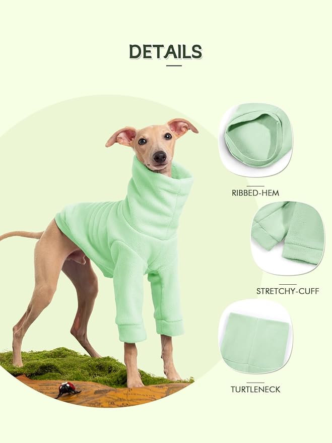 Dog Fleece Sweater Turtleneck Long Sleeve Pullover Sweatshirt Warm Puppy Clothes for Small Medium Dogs