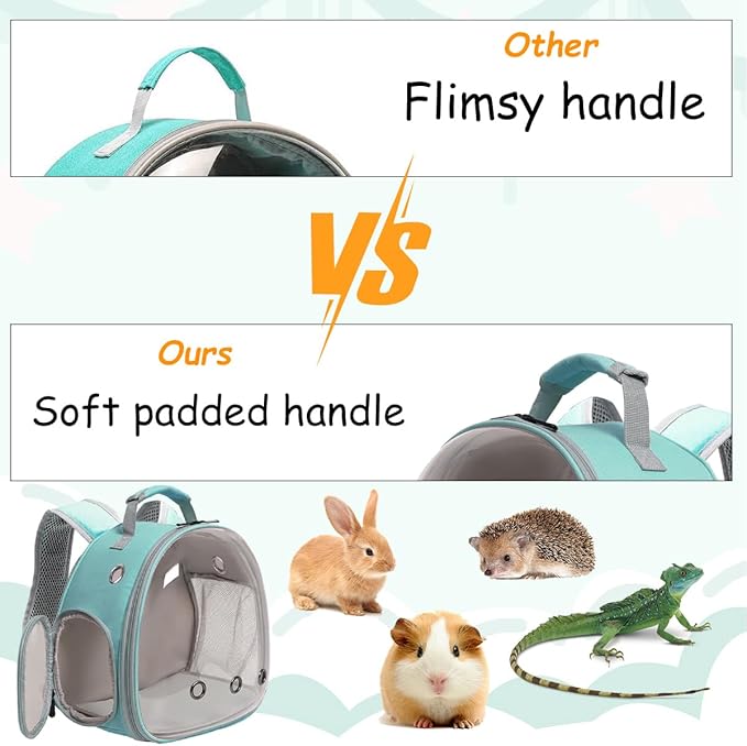 Portable Travel Backpack Habitat for Small Animal, Space Capsule Bubble Window Guinea Pig Bird Bearded Dragon Turtle Carrier Rabbit Squirrel Hamster Cage Breathable Handbag