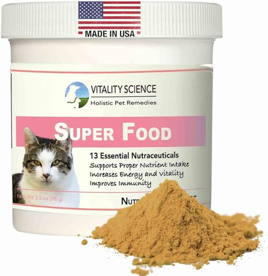 Super Food for Cats | High Potency Multi-Vitamin and Mineral Supplement | Increases Energy and Vitality | 100% Natural (220g)