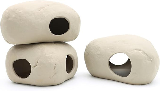 Aquarium Decorations Large Stackable Ceramic Cave Betta Fish Tank Accessories Large Rock Cave Decor 3-Piece Set