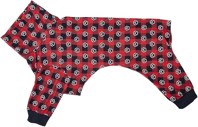 Cnkwei Dog Pajamas Medium Large Dog Paw Printed Greyhound Pajamas Jumpsuit Bodysuit Red