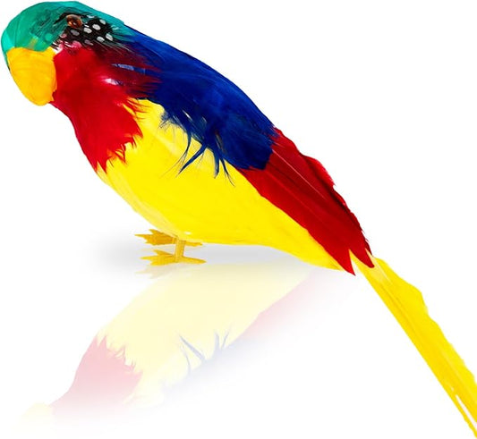ArtCreativity Realistic Parrot 11 Inch, Artificial Birds for Home Decoration, Parrot for Pirate Costume, Feathered Parrot Fake Birds Pirate Accessories on Shoulder for Adult, Kids, Boys and Girls