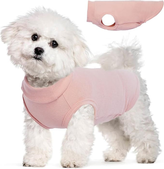 Fleece Sweater for Smalll Dogs - Pink, M - Pullover Vest | Stretchable Warm Sweatshirt, Lightweight Winter Jacket for Free Movement,Seasonal Dog Clothes,Shih Tzu, Papillon