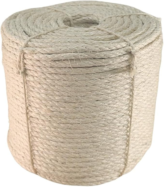 Premium Brazilian Sisal Rope, Natural Fiber 100% Sisal, Ultra Durable, Chemical-Free, Ideal for DIY, Cats, Scratching Post Replacement, Home Decor, Garden, Crafting (3/8” 600 ft / 9.5mm 180m)