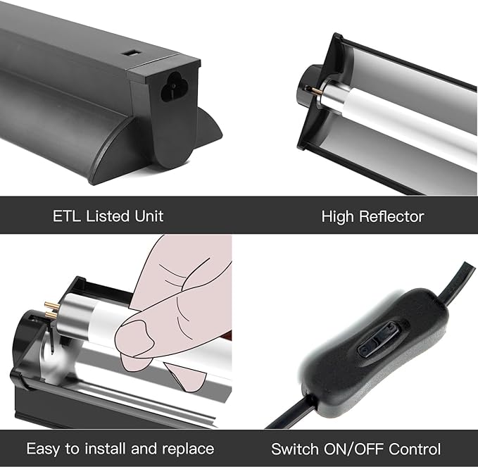 T5 HO UVB Reptile Light Kit – High-Output 24W 10.0 UVB for Reptiles – Liner UVB Light Ideal for Bearded Dragons, Tortoise & Lizard, T5 UVB Light Fixture and Bulb