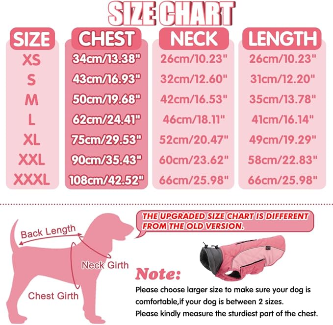 EMUST Winter Dog Coats, Fleece Dog Apparel for Cold Weather, British Style Windproof Warm, Mix-Pink, XS