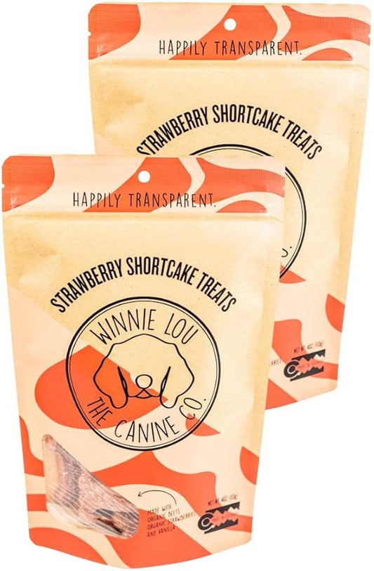 Winnie Lou Organic Healthy Dog Treats – All Natural Crunchy Dog Biscuits Made in USA with Organic Ingredients from Colorado Farms – for Small, Medium, Large Dogs - Strawberry Shortcake (Pack of 2)