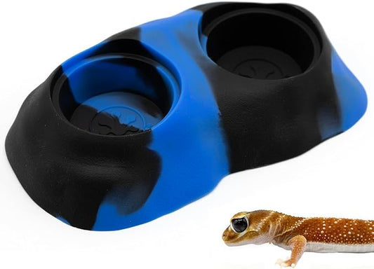 Pangea Ultimate Eco Dish, Crested Gecko Food and Water Bowl for Terrestrial Lizards, Durable Silicone Feeding Accessory for Reptile Terrariums 3.125in x 5.5in (Blue Marble)