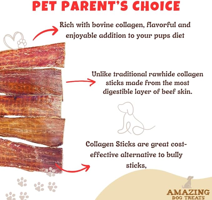 Amazing Dog Treats - Beef Esophagus Jerky for Dogs (5-6 Inch - 25 Pc/Pack) - Gullet Dog Chews