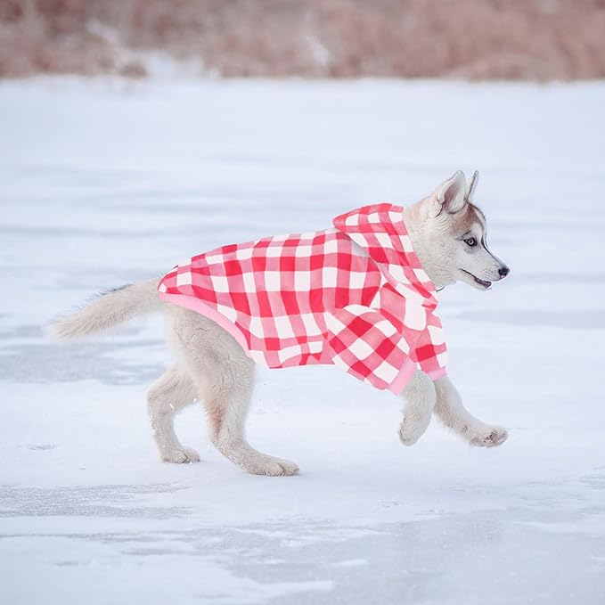 GreenJoy Plaid Dog Sweaters Hoodies Sweatshirts for Dogs Cats, Warm and Soft Cold Weater Coats for Christmas (Pink, Medium)