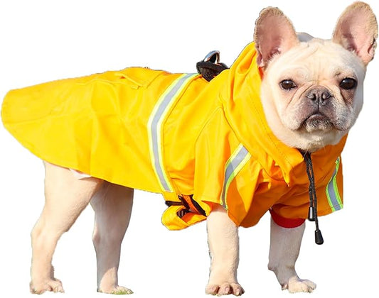 Dog Raincoats Hooded, Waterproof Slicker Rain Poncho Jacket for Medium and Large Dog, with Reflective Strip