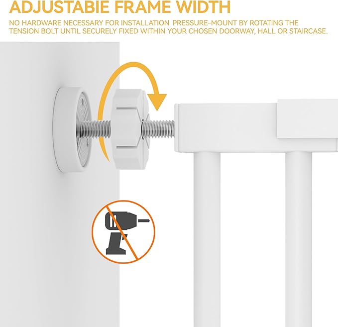 YITAHOME Extra Tall 55" High Metal Dog Gate with Cat Door, 29.5"- 43" Wide Auto Close Pet Gate Indoor for Stairs, Doorways, House, No Drilling Pressure Mount, Sturdy, White