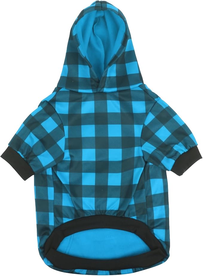 GreenJoy Plaid Dog Sweaters Hoodies Sweatshirts for Dogs Cats, Warm and Soft Cold Weater Coats for Christmas (Blue, Small)