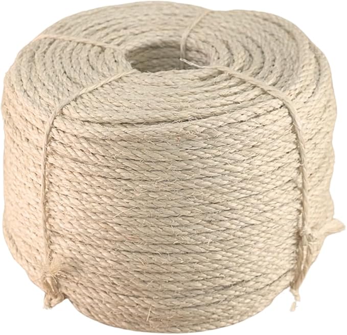 Premium Brazilian Sisal Rope, Natural Fiber 100% Sisal, Ultra Durable, Chemical-Free, Ideal for DIY, Cats, Scratching Post Replacement, Home Decor, Garden, Crafting (1/4” 600 ft / 6mm 180m)