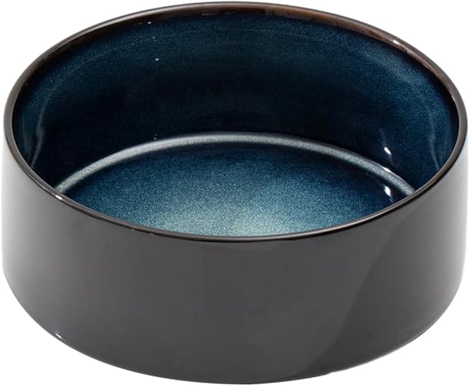 Ceramic 7.3inch Dog Bowl, Food and Water Bowl for Medium Breed Dog, Pet Feeder for Replacement (Single Bowl, Starry Sky)