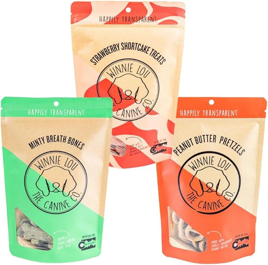 Winnie Lou Organic Healthy Dog Treats – All Natural Crunchy Dog Biscuits Made in USA with Organic Ingredients from Colorado Farms – for Small, Medium, Large Dogs - Biscuit Bundle (Pack of 3)