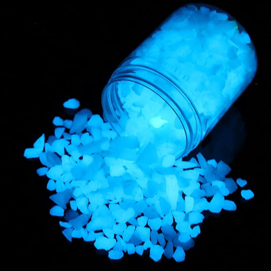 Shiny Stone Glow in The Dark Gravel Stones Rocks, Aquarium Gravel, Glow Rocks Stones,Decorative Rocks for Fish Tank Aquarium Garden Planter Landscape Decoration,280g/10oz (5-8mm, Sky Blue)