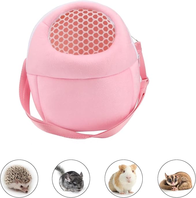 Pet Carrier Backpack for Small Animals, Travel Handbag for Cat, Puppy, Guinea Pig, Hedgehog, Hamster (Pink, M)