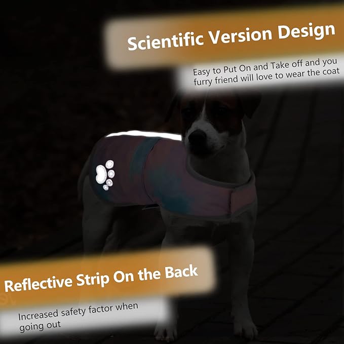 Queenmore Dog Winter Coat, Cold Weather Fleece Jacket for Dogs, Waterproof Reflective Reversible, for Small, Medium and Large Dogs (Tie-Dye, S)