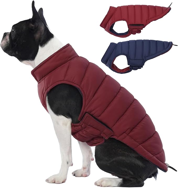 Lelepet Dog Puffer Jacket Warm Dog Coat Ultra Lightweight Windproof Padded Vest for Small Medium Large Dogs Winter Coats with Hook & Loop, Non-Shedding, Easy on/Off, Shih Tzu, Wine Red, S