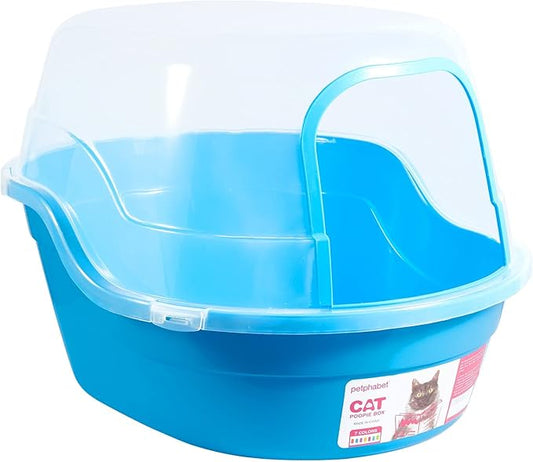 Petphabet Jumbo Hooded Cat Litter Box, Extra Large, Light Blue