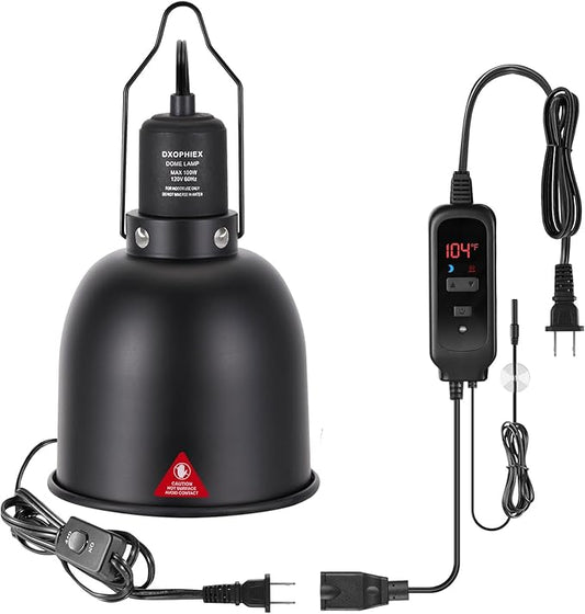 5.5 inch Reptile Heat Lamp Fixture with Dimming Thermostat,Reptile Light Fixture Max 100W,Thermostat with Temperature Controller for Bearded Dragon,Turtles,Snake and Lizard Terrarium