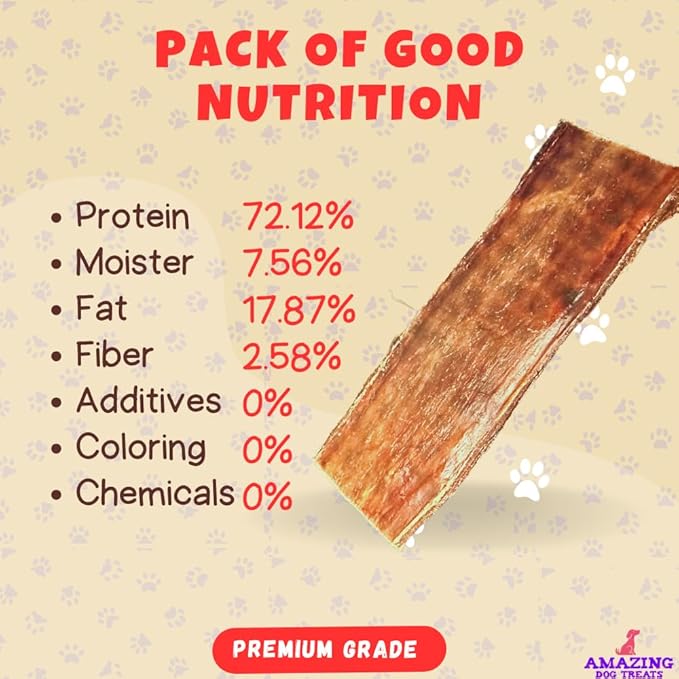 Amazing Dog Treats - Beef Esophagus Jerky for Dogs (5-6 Inch - 50 Pc/Pack) - Gullet Dog Chews