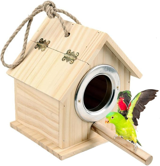 Tfwadmx Wooden Bird House for Outside Hanging Birdhouse Clearance Nests Box Garden Patio DIY Decorative for Wren Swallow Sparrow Hummingbird Finch Throstle (L)